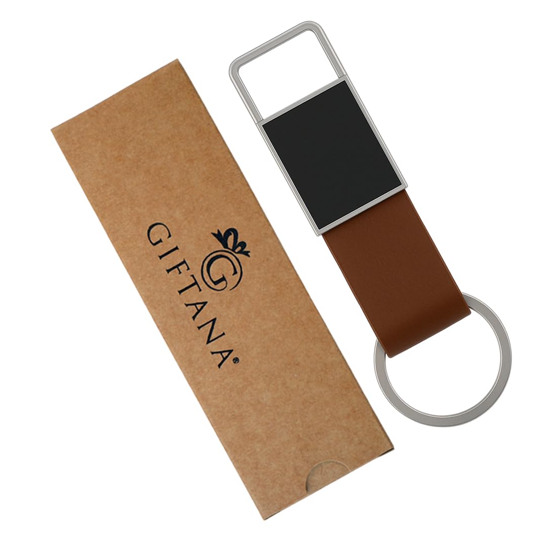 Pu Leather Strap Keychain for Men and Women, Key chain For Home, House Office, Car & Bike, key ring Gifts for Men, Birthday Gifts for Father (Tan)