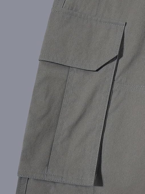 Image of DBAX Men's Olive Green Utility Cargo Pants | Multi Pocket Relaxed Fit Cargo Trousers | Durable Casual Streetwear Pants for Men