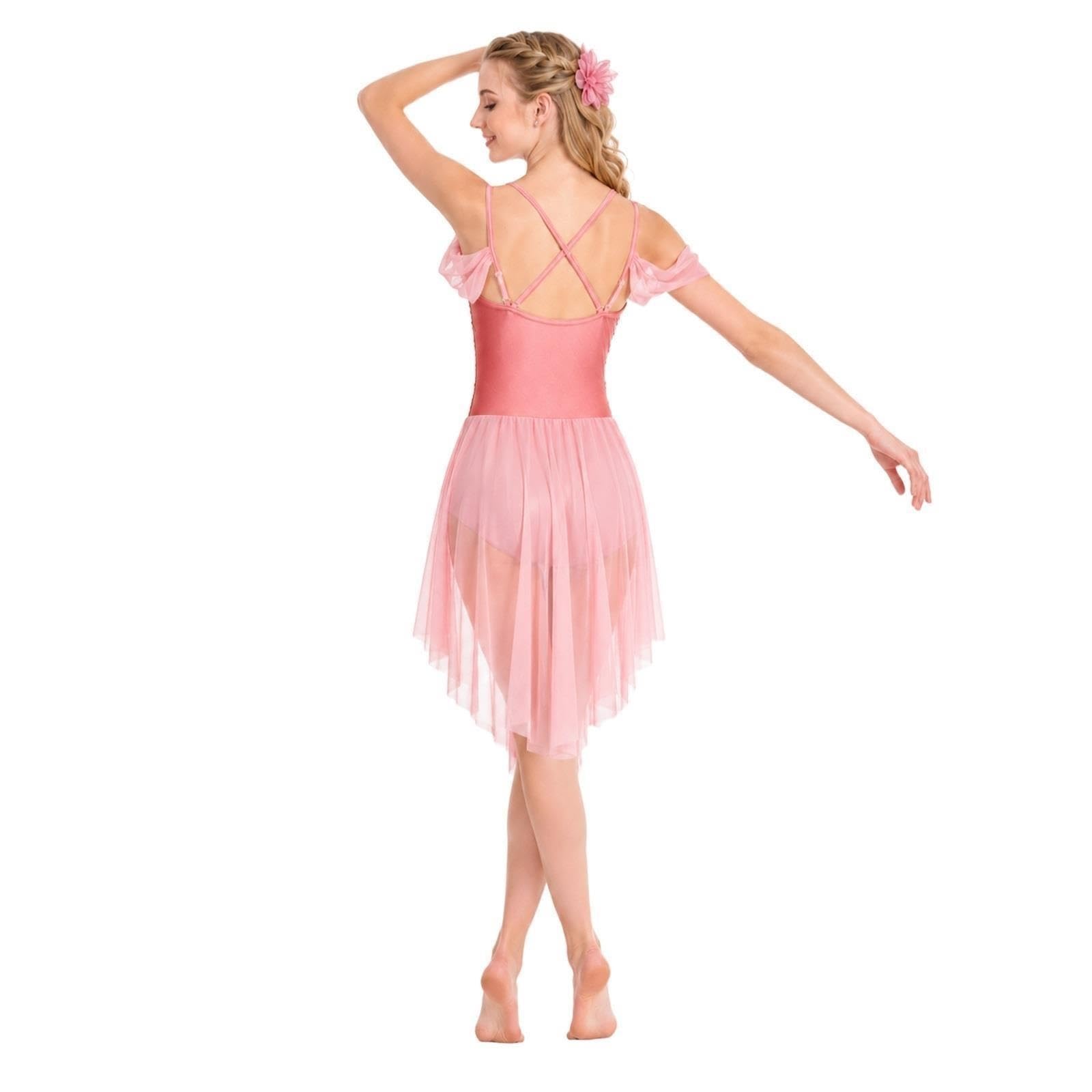 Abito da danza lirica donna e teen, body con paillettes e volant