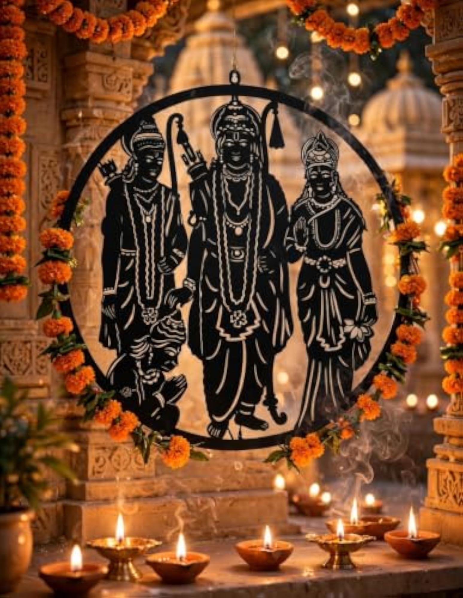 Ram Darbar Neon LED Wall Decor MDF Wood Backlit Art