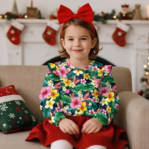 Uourmeti Ruffle Shoulder Tee Shirts for Girls Long Sleeve Pullover Tops Athletic Shirts3