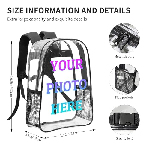 Custom Backpack Personalized Backpack For Women Men Design Your Own Work trip To Large-capacity Casual Cute Transparently Packet 16Inch3