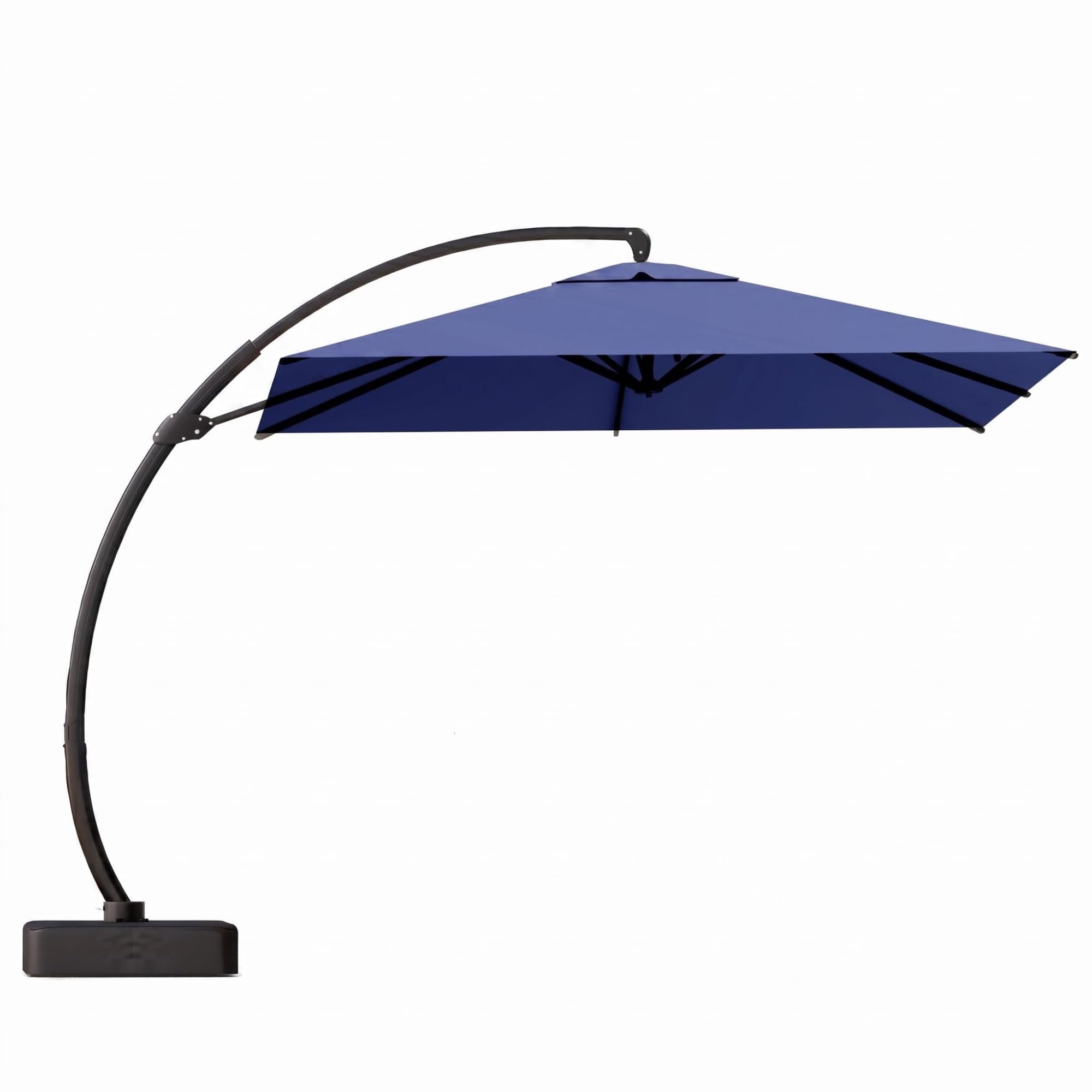 Kingdura 10x10 FT Cantilever Patio Umbrella with Base Included, Large Square Offset Outdoor Pool Umbrella, 360° Rotation & Infinite Tilt, Heavy Duty Aluminum Frame for Deck Backyard, Navy blue