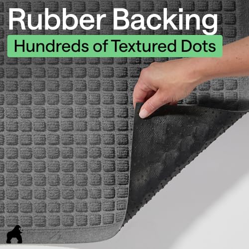 Image of GORILLA GRIP Ultra Absorbent Front Door Mat Outside Entrance, 72x24, Traps Dirt and Moisture, HydroABSORB Indoor Outdoor Doormat Holds Up to 2.75 Cups Water, Stain and Fade Resistant Welcome Mat Grey