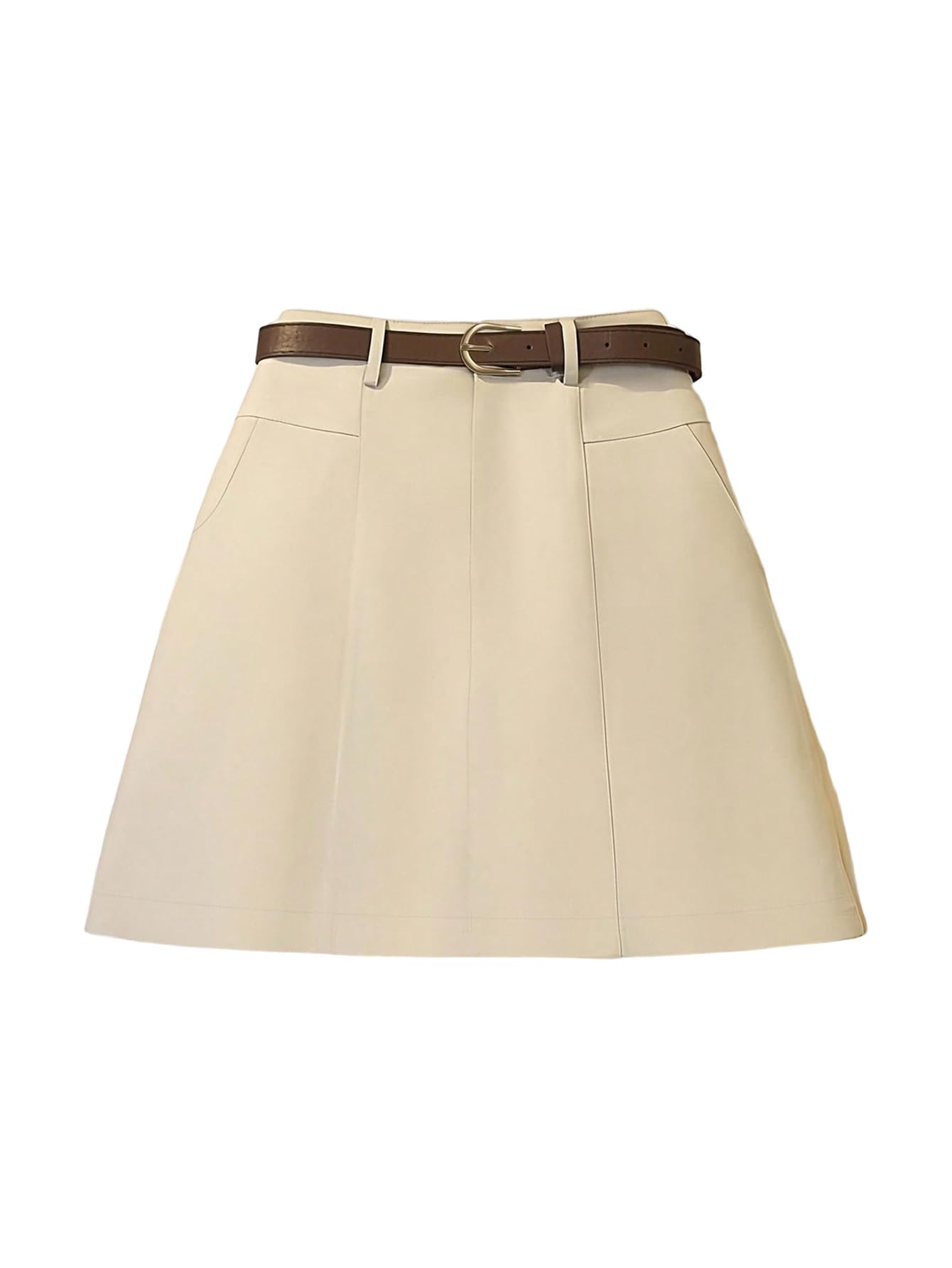 SweatyRocks Womens A Line Short Skirts High Waisted Belted Business Work Skirt with Pockets
