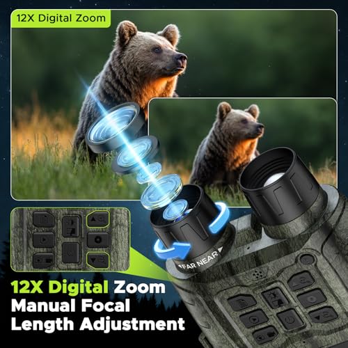 Image of Night Vision Goggles, 112 MP 4K Night Vision Binoculars for Adults, 12X Zoom & 5000mAh Battery, 64GB Card Included, Infrared Binoculars Night Vision, Tech Gadgets Telescope for Bird Watching