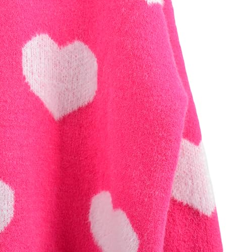Image of Women's Valentine Love Print Heart Fun Sweater Casual Crewneck Long Sleeve Knit Sweatshirts Pullover Tops