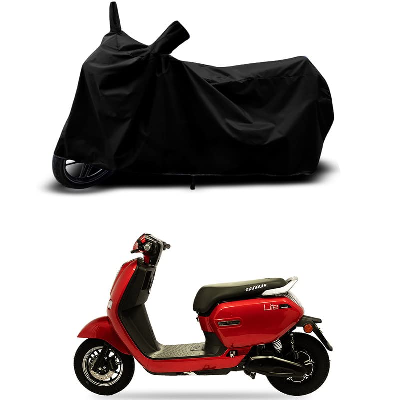 Image of 100% Scratchproof /UV-Rays /Heat Protection /Birds Dropping /Water Resistant /Dust Proof /Waterproof /Full Bike Scooty Two Wheeler Body Cover Compatible for Okinawa Lite STD All Varients[Black]