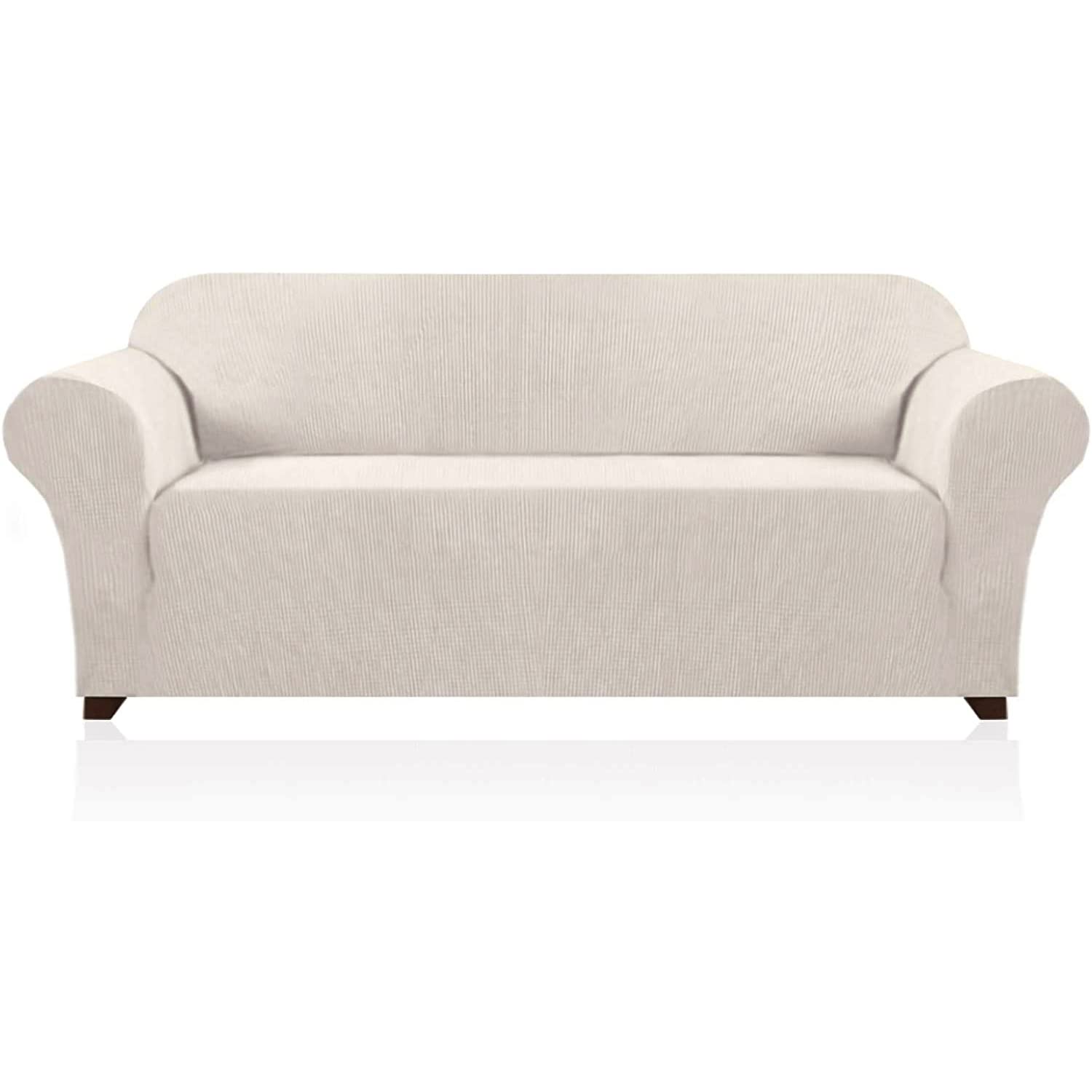 Stretch Sofa Slipcover 1 Piece Sofa Cover for 3 Cushion Couch Furniture Protector/Cover Couch with Elastic Bottom Soft and Durable Sofa Cover Pet Protector (XL Sofa, Ivory)