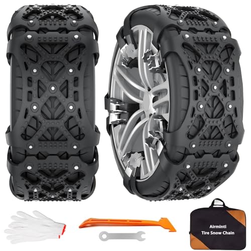 Schneeketten Auto Universal 6 Stück, Rutschfeste Notfall-Traktionsketten für Reifenbreite 165–265 mm, Schneeketten für PKW SUV, Einfach zu Montieren für Winter Eis Schlamm (Schwarz)