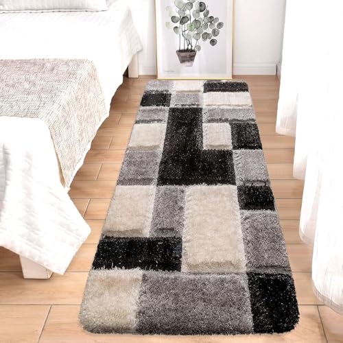Image of 2x3 feet Soft Runner Rug for Living Room and Bedroom, Modern Indoor Floor Carpet with Non-Slip Backing, Comfortable Decorative Home Decor Rug, Easy Clean & Durable- (3D Silver B, Rectangular)