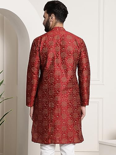 Image of SOJANYA Men's Silk Blend Kurta with Paisley Design