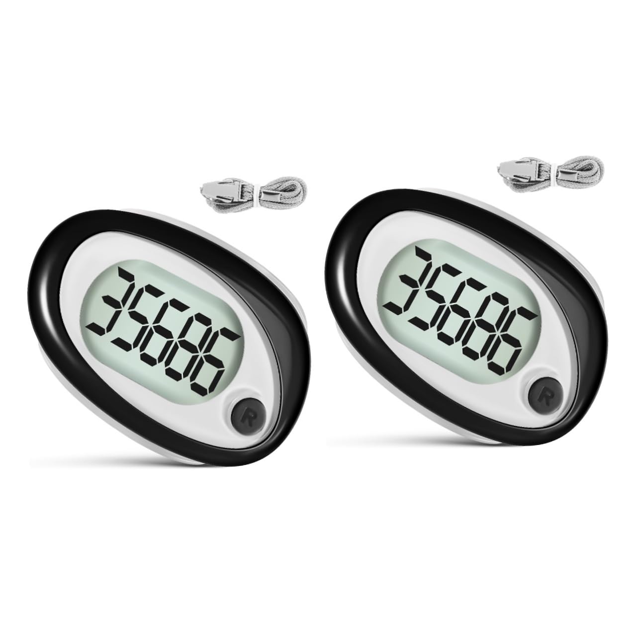ibasenice pédomètre Compteur de Pas podomètres Sportifs 3D Marcher clé Clips Cordon podomètre Grand écran Clip podomètre sur Compteur de Marche Plastique Black