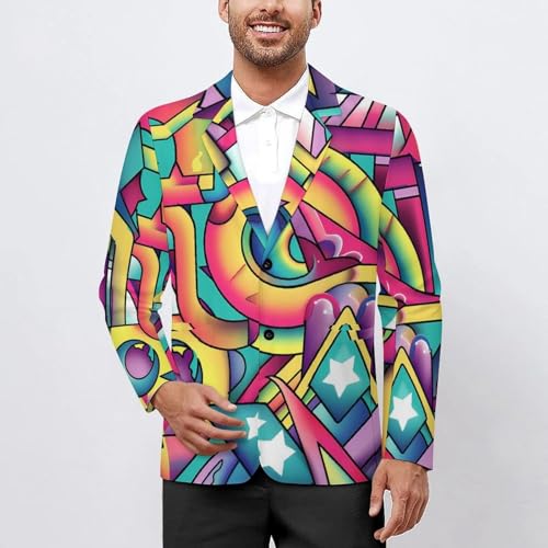 Abstract Geometric Men's Suits Dress Business Formal Suit Print Jackets Coat For Wedding Party2