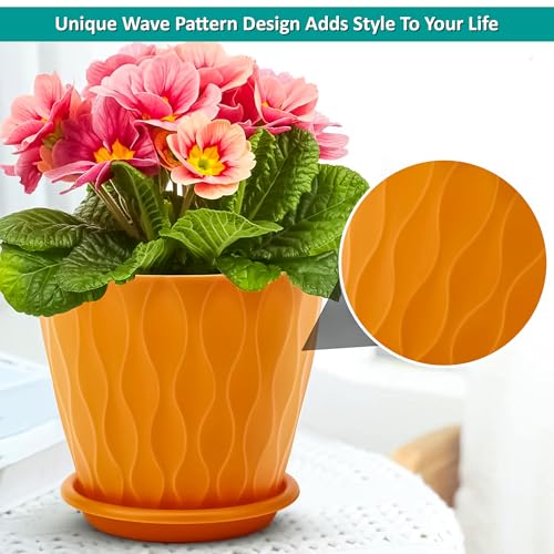 Eightiz Pack of 5 Round Flower Pots for Home Planters, Terrace, Garden Etc | Multicolor | Suitable for Home Indoor & Outdoor Gardening Plants(Mix Colour) - Image 2 thumbnail