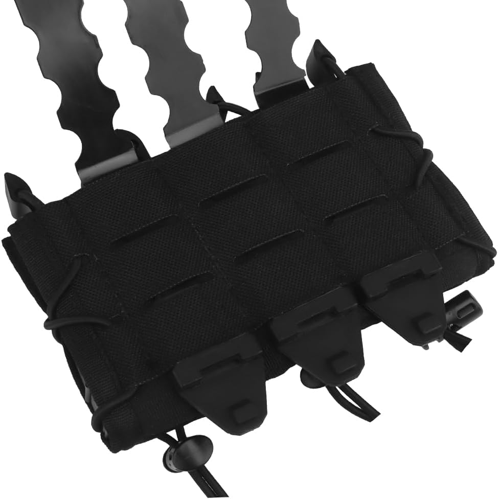Triple 45acp Open-top Mag Pouch, Molle 9mm Quick Pull Tactical Magazine Flashlight Holster Belt Vest Mount