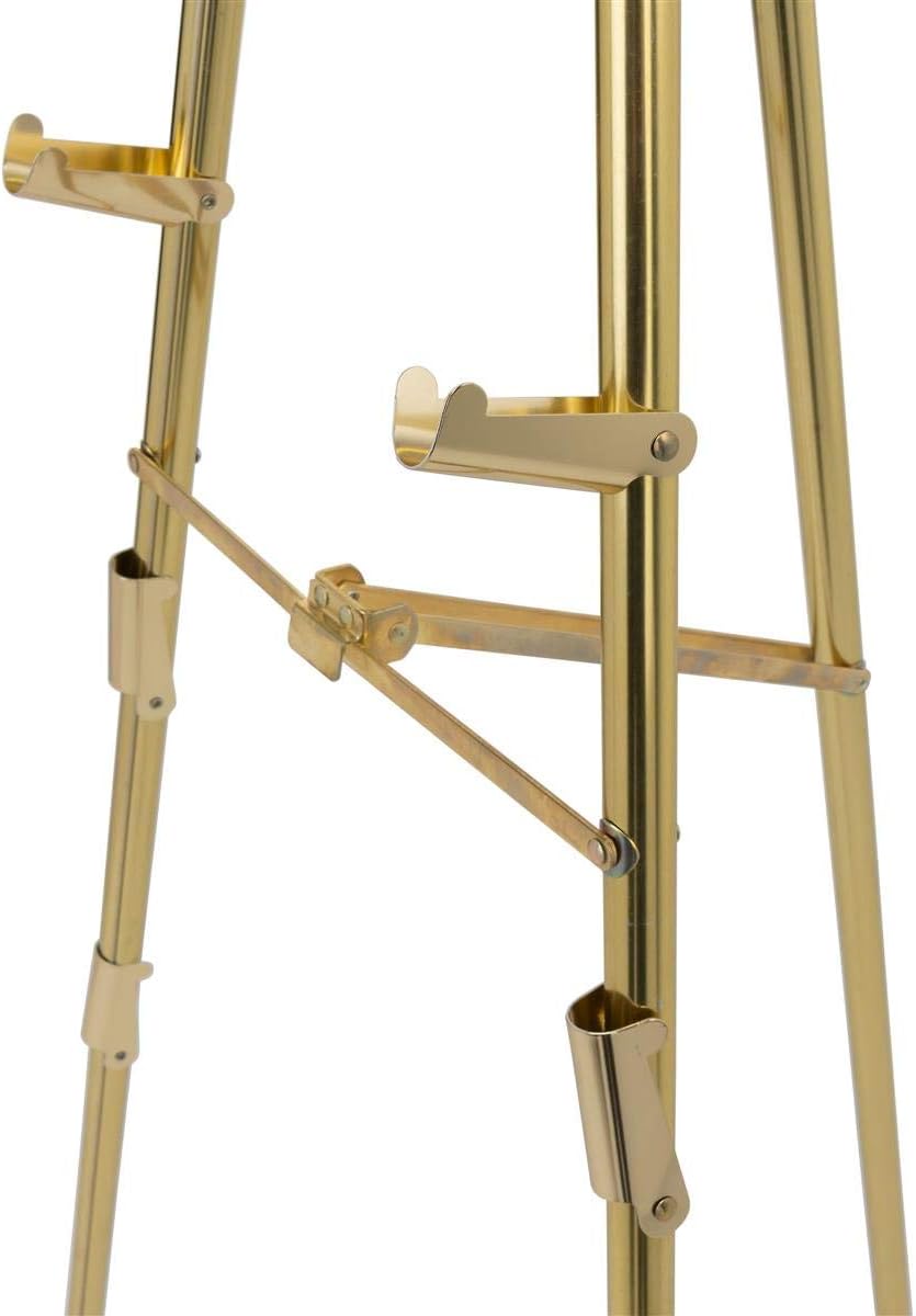 1 x 72 x 4-Inch, Brass Plated Steel Instant Easel, Free-Standing, Adjustable, with Non-Skid Rubber Feet