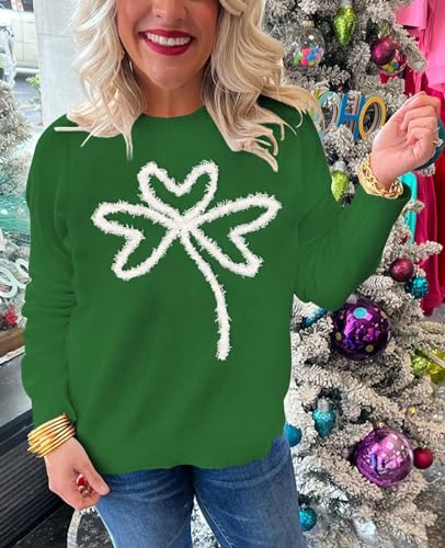 Image of SELINK Women's Valentines Sweater Crew Neck XOXO Heart Print Casual Long Sleeve Pullover Tops Sweaters