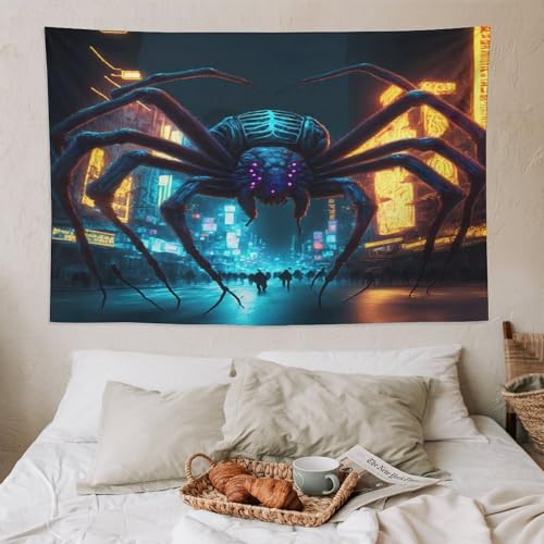 Tenture araignée géante impression 3D relief pour déco de pièce