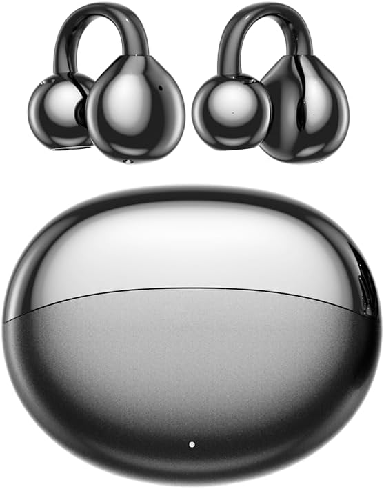 Running Bone Conduction Open Ear Headphones, Bluetooth 5.4 Wireless Earbuds with Mic, 60H Playtime, IPX5 Waterproof, Comfortable Ear Clip Design, HD Call, Type-C Fast Charge for Running, Workouts
