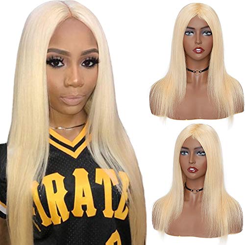 S-noilite 100% Remy Brazilian Human Hair Wig 613 Bleach Blonde Silky Straight Glueless Wig For Women 16inch