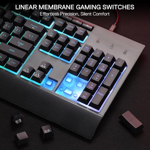 Image of Redragon S151 Gaming Keyboard & Mouse Combo, 104 Keys K525 Wired RGB Membrane Keyboard and 10000 DPI Wired M616 Gaming Mouse Bundle