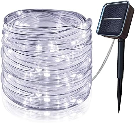 Kikasam Solar String Lights Outdoor Rope Lights39Ft 100 LED Solar Fairy Lights Outdoor Tube Lights WaterproofSolar Garden Lights Decorative Lights for Home Party Patio Wedding Birthday (Cool White)