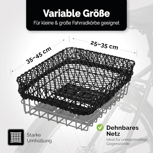 VELORO Gepäcknetz für Fahrrad - Stabil & Flexibel - Netz für Fahrradkorb hinten - Passend für Gepäckträger & Motorrad - Fahrradkorbnetz/Spannnetz Klein - Sicherheit & Ordnung unterwegs