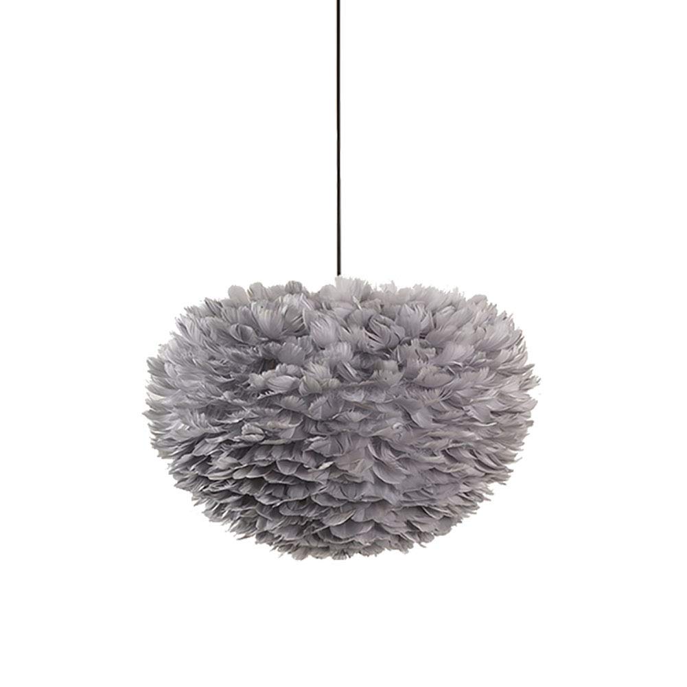 HYJAUSXB Living Room Bed Decor Ceiling Lamp,Fluffy Lampshade,E27 Gray Feather During Lighting,Cute Romantic Chandelier for Children's Room-Grey. 80cm