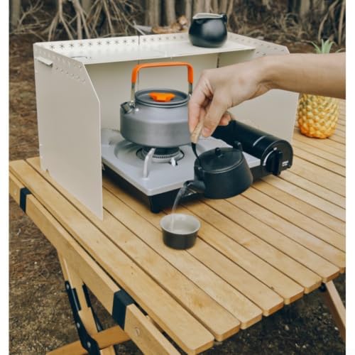 Parabrisas plegable negro para estufas de caja senderismo y cocina de camping 5