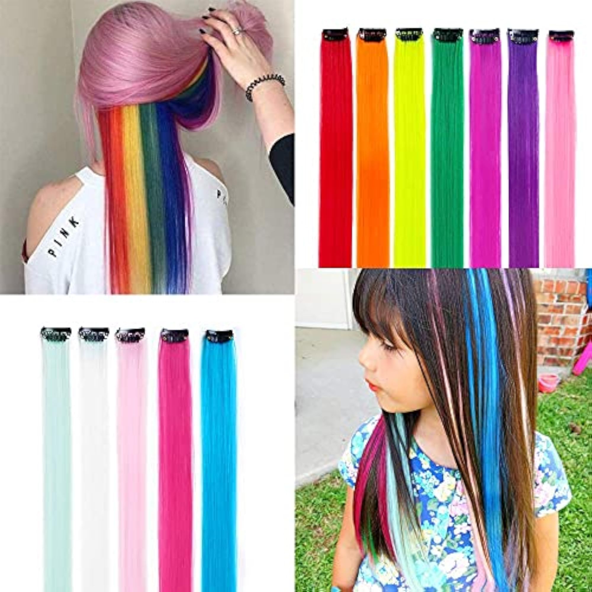 10 Pcs Multi-colors Double Shade Hair Extensions 22 inch