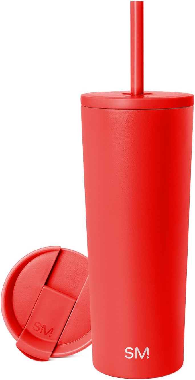 Simple Modern Insulated Tumbler with Lid and Straw | Iced Coffee Cup Reusable Stainless Steel Water Bottle Travel Mug | Gifts for Women Men Her Him | Classic Collection | 24oz | Saffron