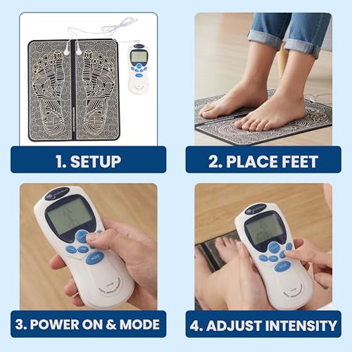 Image of ONESTA EMS Foot Massager Mat with Digital Controller | Electric Foot Massage Pad with Multiple Modes & Adjustable Intensity | Relaxation & Muscle Comfort | Portable & USB Rechargeable