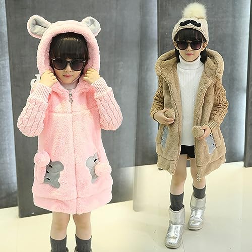 Winter Warm Fleece Coat Kids Little/big Baby Girls Winter Hooded Long Sleeve Zipper Jacket Pattern Flannel Warm Coat4