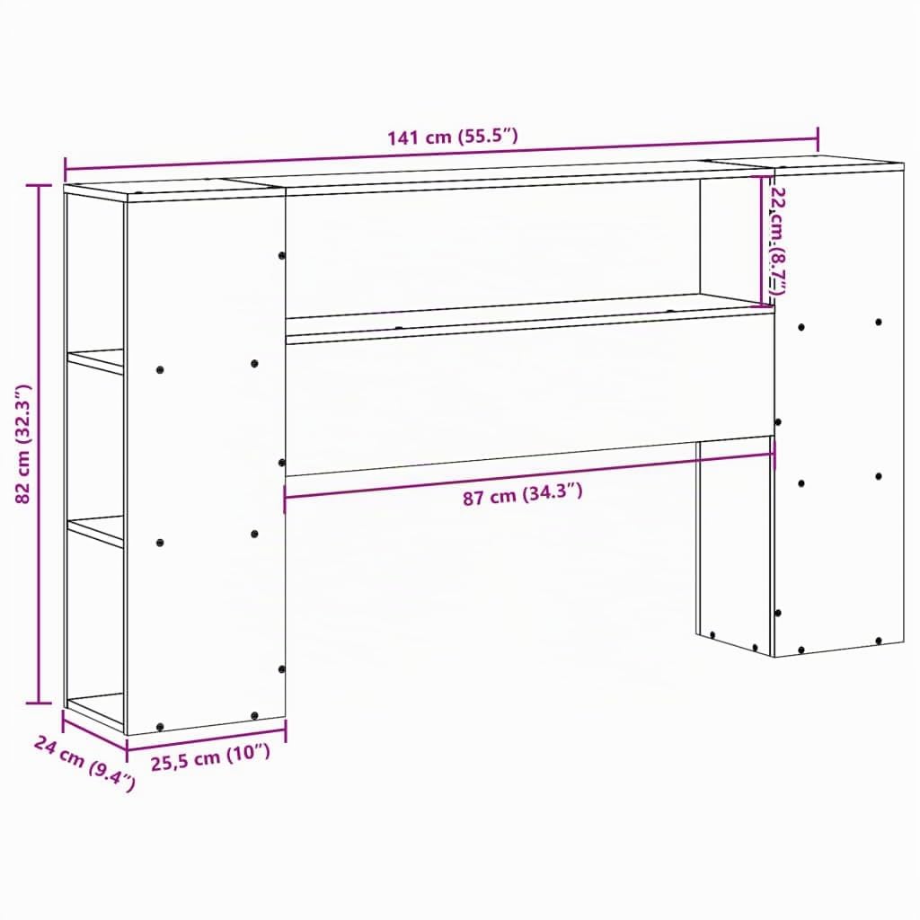 vidaXL Cabecero de Cama con almacenaje Madera Maciza de Pino 135 cm