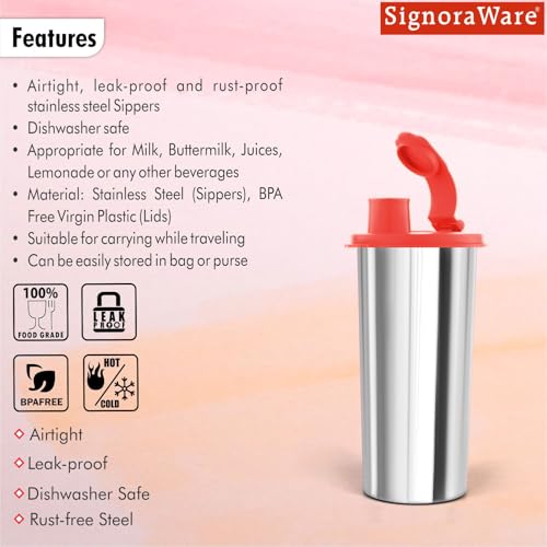 Image of SignoraWare Stylish Stainless steel Sipper | Modern Look | freezer safe | Lightweight and Portable | Gym or Sports Events | Outdoor Activities | Perfect for Schools & Offices (500ml | Red)