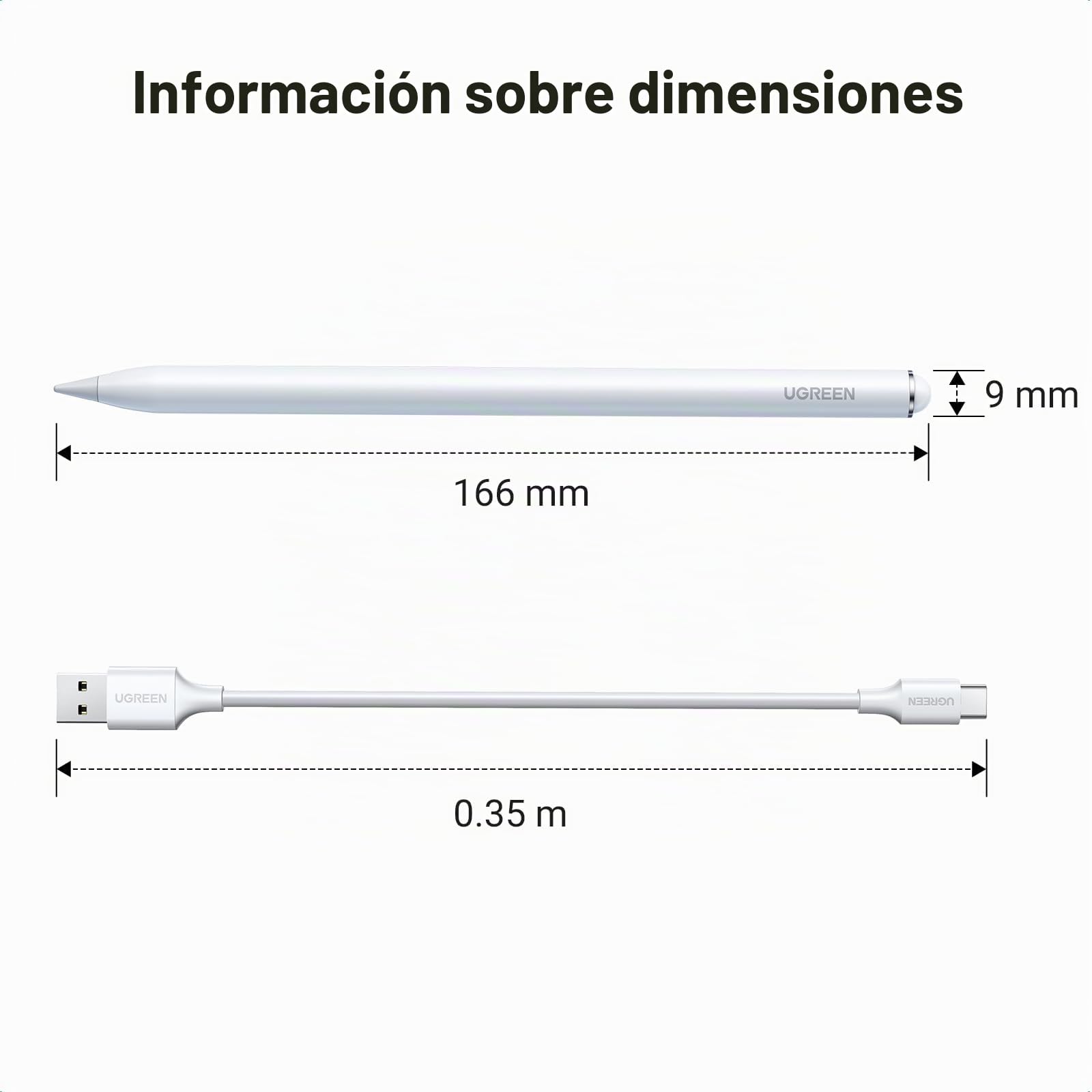 UGREEN Lápiz Magnético para iPad con 3 Puntas de Repuesto, Rechazo de Palma y Pencil Sensible a La Inclinación Compatible con Pro 12.9/11" 2018-2022/ Air 4/5/10/ Mini 6