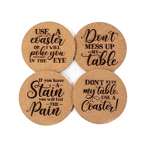 Funny Cork Coaster Set 4pc