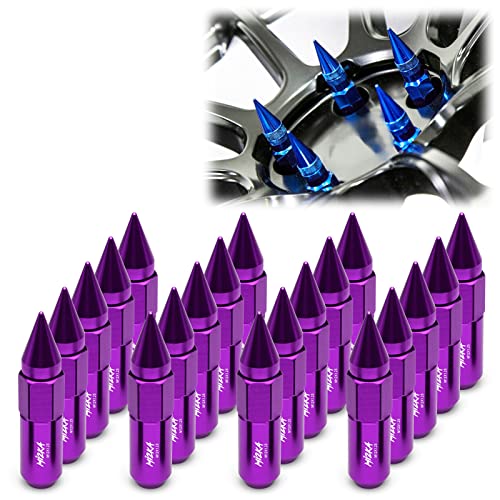 Purple 20 PCS M12x1.25 Lug Nuts Spiked 60mm Extended Tuner Aluminum Wheels Rims Cap WN03