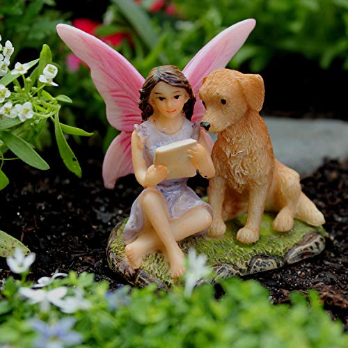 Pretmanns Fairy Garden Fairies - Fairy Garden Accessories - Fairies For Fairy Garden Outdoor - Garden Fairy Figurine Sofia With Dog For Miniature Garden - 1 Item #TOP4