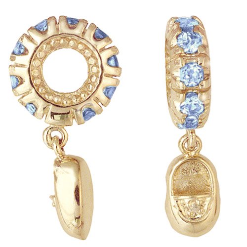 Y104Sw Swiss Bt Wheel with Babyshoe Diamond Dangle Containing 9Swiss Blue Topaz, 1Diamond