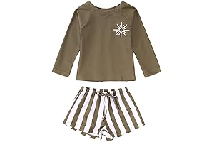 Toddler Baby Boy Girl Swimsuit Long Sleeve Rashguard Swimwear Trunks Adorable 2-Piece Kids Bathing Suit
