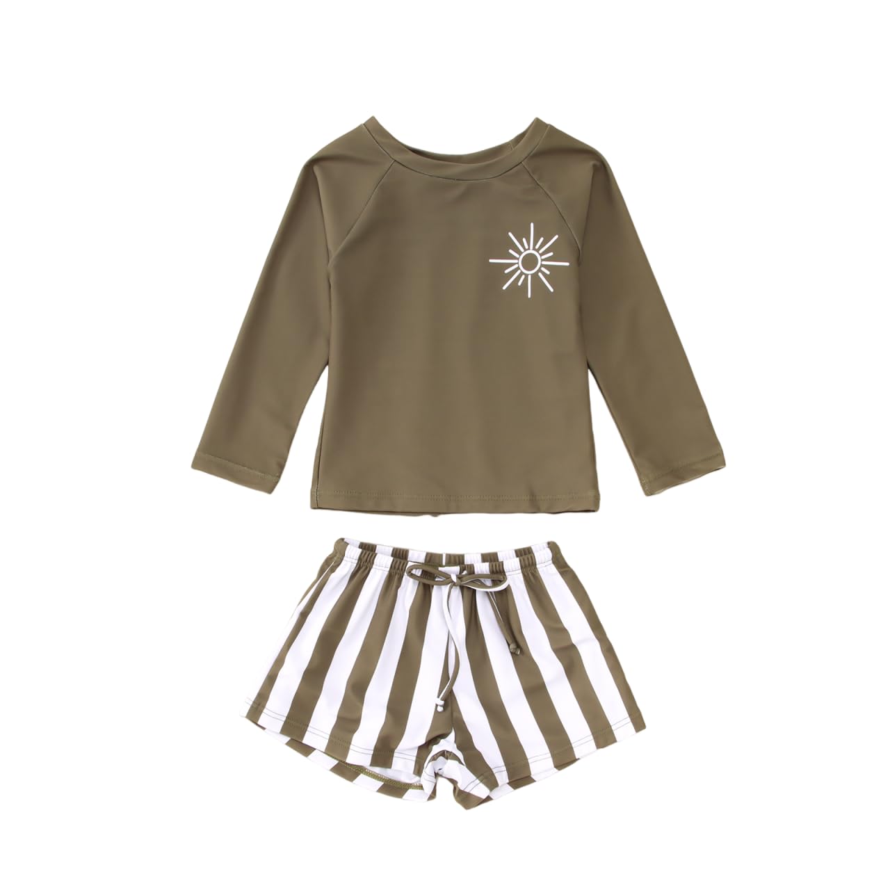 AFUKUIA Toddler Baby Boy Girl Swimsuit Long Sleeve Rashguard Swimwear Trunks 2 Piece Bathing Suit