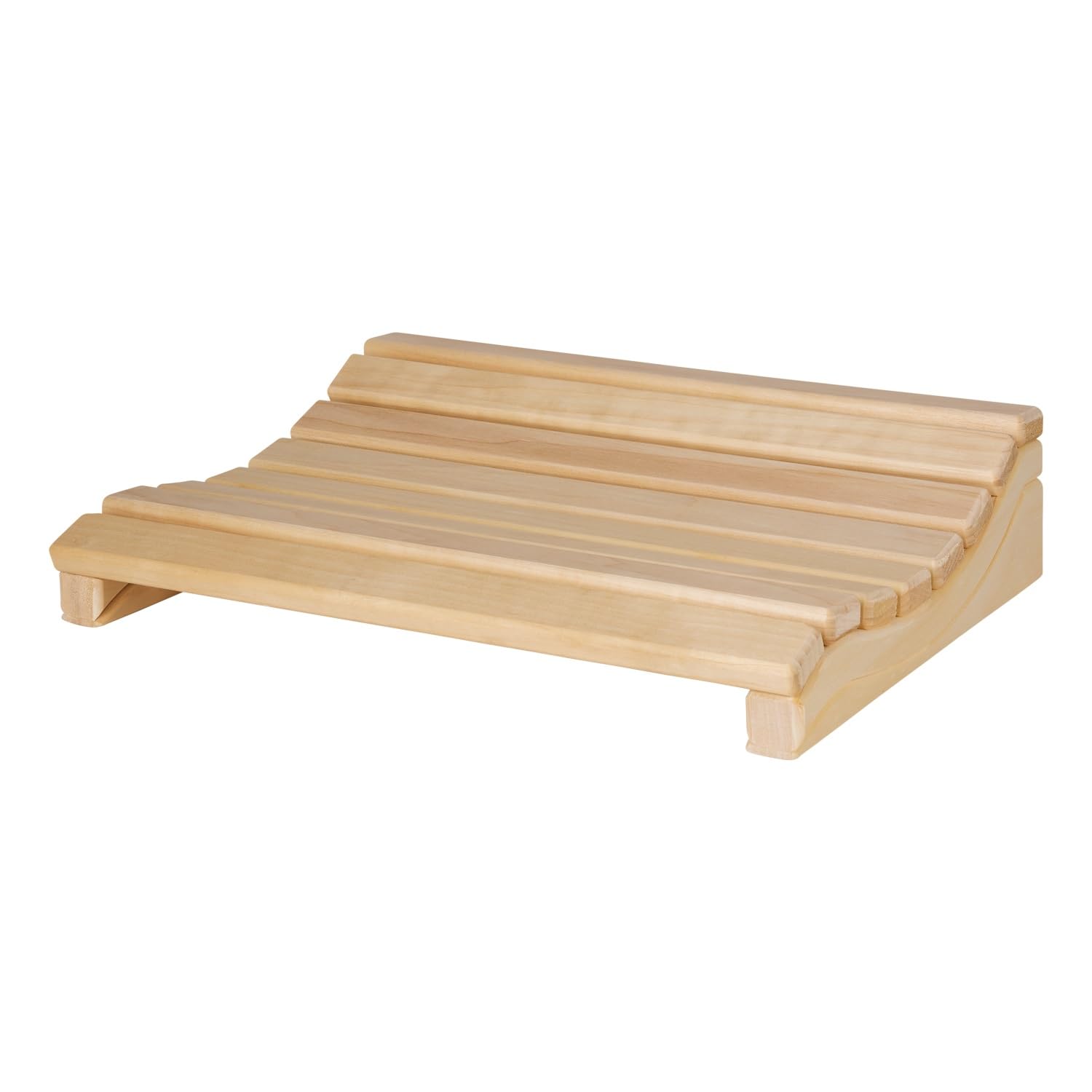 Holz Sauna-Kopfstütze | ergonomische Sauna Kopflehne aus Espenholz | wellenförmiges Saunazubehör | Sauna Nackenkissen ca. 29 x 37 x 8 cm