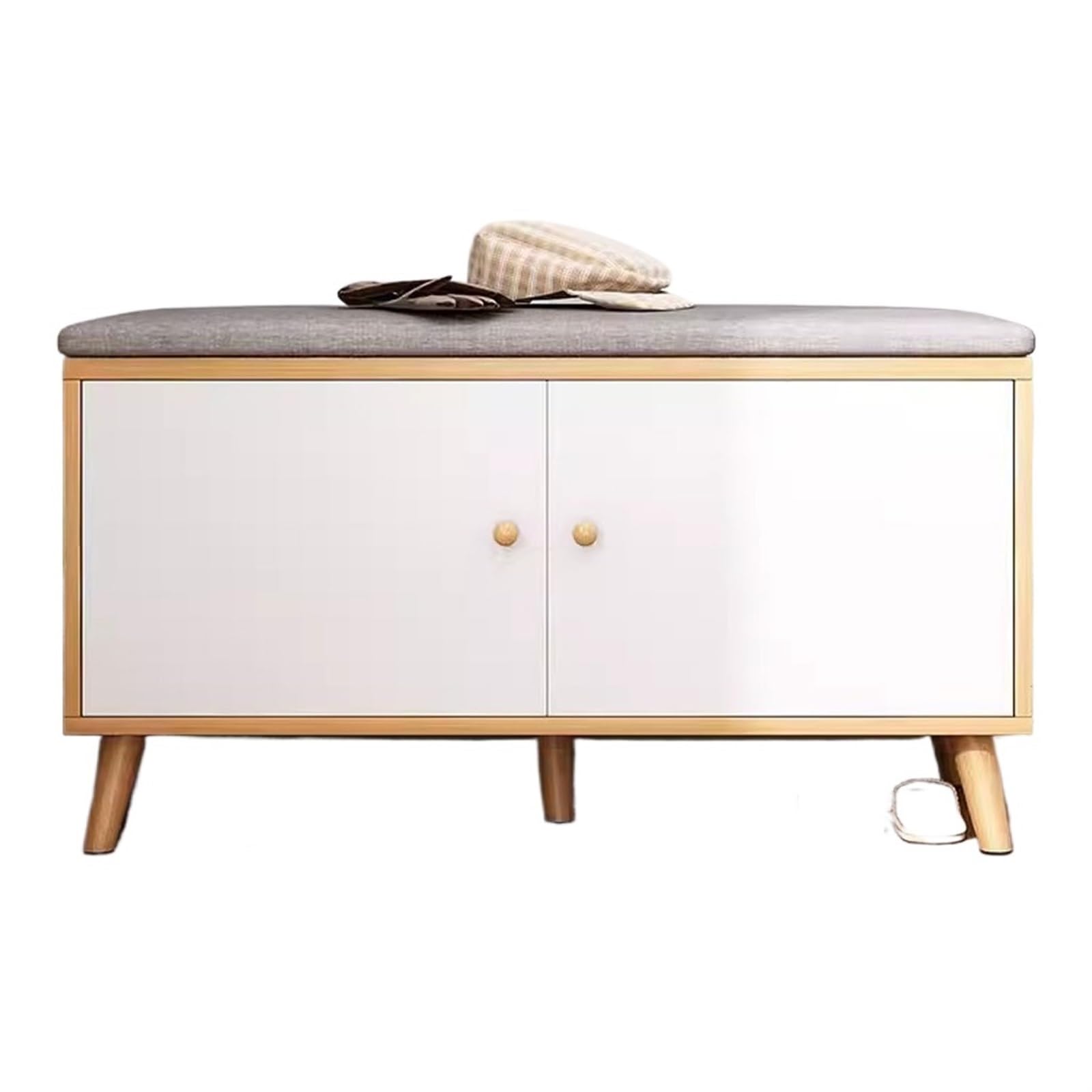 Meuble de rangement à chaussures avec petit tabouret d'entrée en bois multicouche