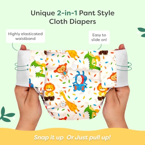 Image of SuperBottoms UNO Pull-up Pant Style Diaper | Cloth Diaper for Babies | Reusable, No Tapes, Easy to Wear, Designed for Active Little Ones | 3M - 3Y | Disposable Liners (Pack of 5)