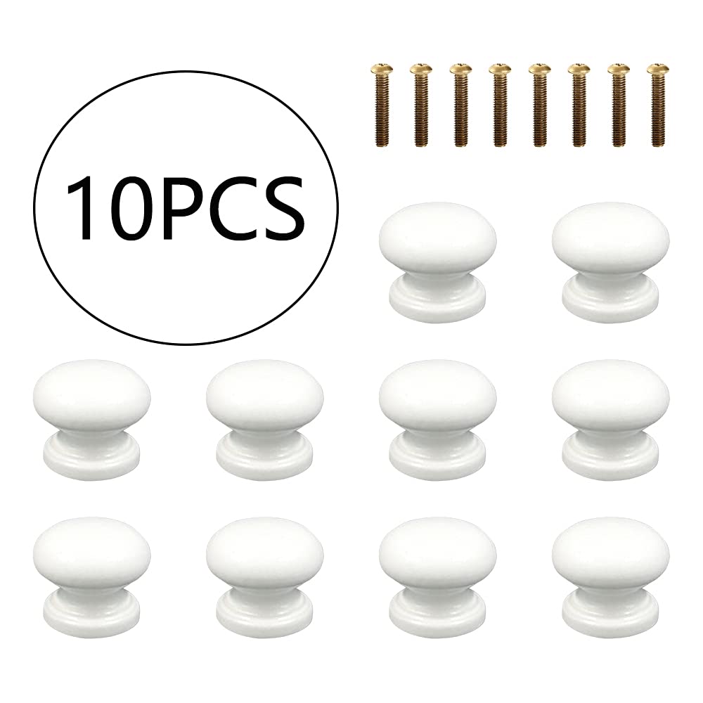 8 Pomelli Per Mobili In Legno - Bianchi, 33 Mm, A Forma Di Fungo, Con Viti, Per Cassetti E Armadi - Foto 3