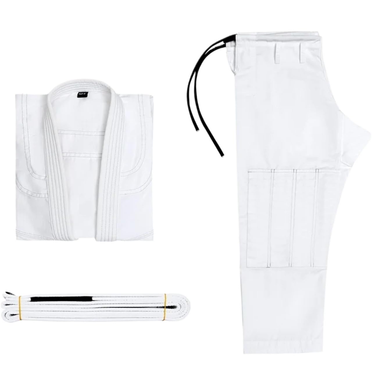 Trajes Judo Traje Jiu Jitsu Gi for Hombres BJJ Gi Mujeres Grappling Preencogido Que Absorbe el Sudor Lavable a máquina Ligero - con cinturón(White,A1)