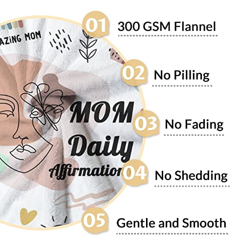Mom Throw Blanket - Soft, Fuzzy & Warm - 30x40 Inches to My Mom Blankets for Lap - White Modern Throws Birthday Gifts from Daughter or Son