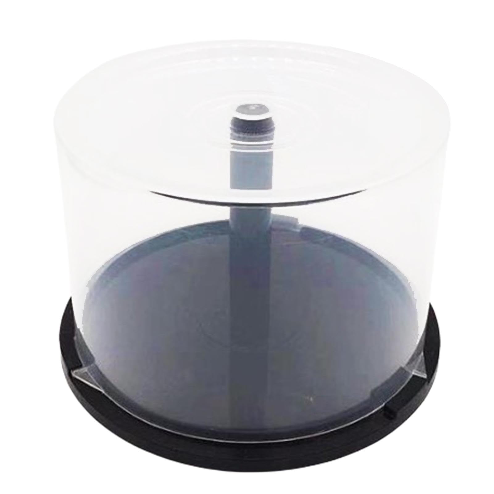 Scatola per torta per DVD, custodia per torta per DVD,Secchio per DVD a colonna trasparente con mandrino nero - Contenitori per la conservazione di 50 dischi per bar domestico, organizer per DVD per d